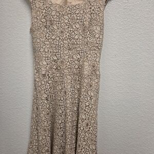 ANTONIO MELANI Cream Floral Lace Midi Dress
